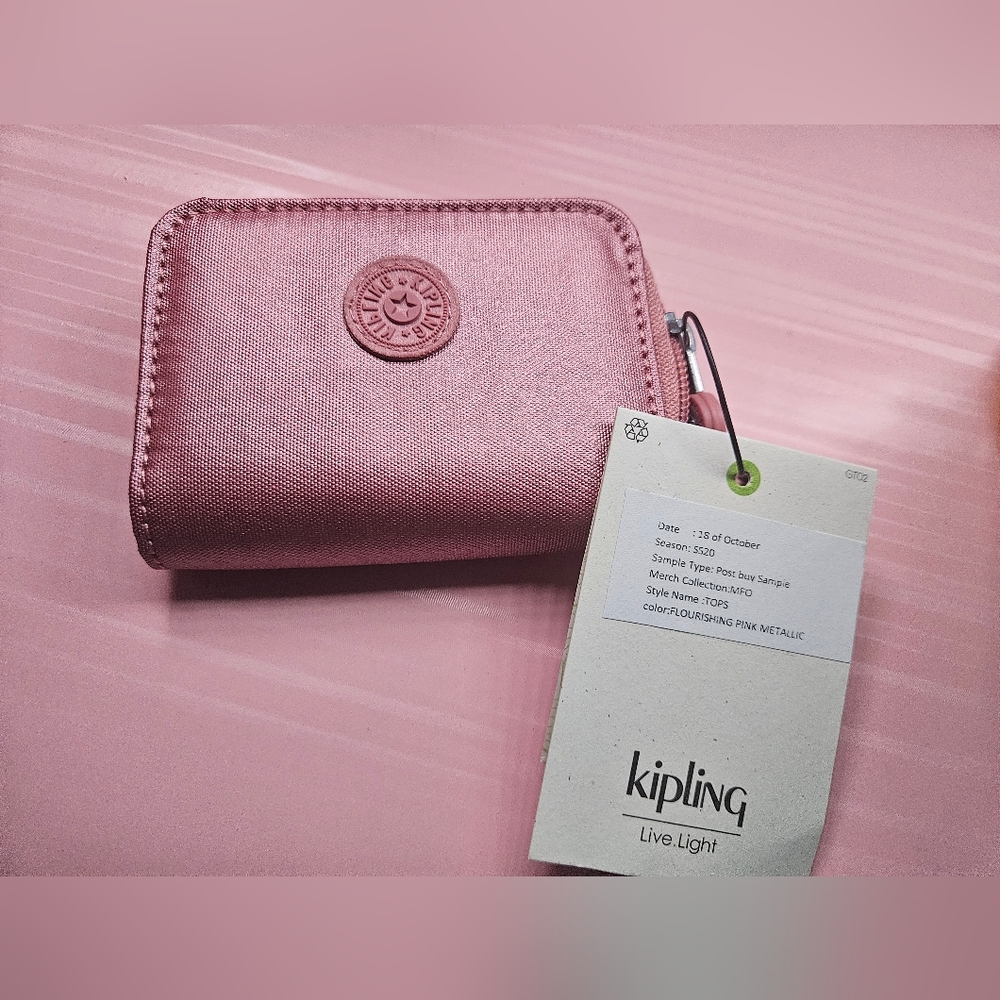 Kipling small wallet pink metallic